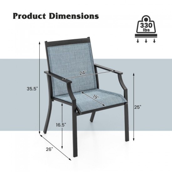 Honhorrs Pair of Wide-Seat Patio Dining Chairs, Fabric Seating and Curved Legs with Wood-Look Frames