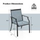 Honhorrs Pair of Wide-Seat Patio Dining Chairs, Fabric Seating and Curved Legs with Wood-Look Frames