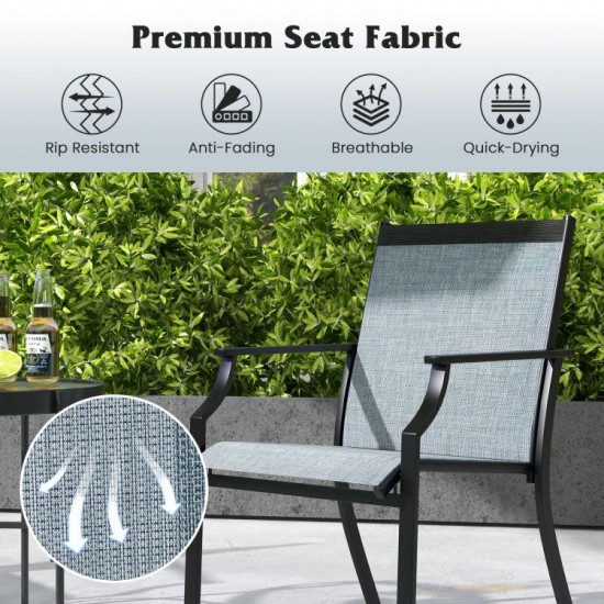 Honhorrs Pair of Wide-Seat Patio Dining Chairs, Fabric Seating and Curved Legs with Wood-Look Frames