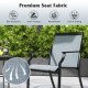 Honhorrs Pair of Wide-Seat Patio Dining Chairs, Fabric Seating and Curved Legs with Wood-Look Frames