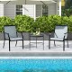 Honhorrs Pair of Wide-Seat Patio Dining Chairs, Fabric Seating and Curved Legs with Wood-Look Frames