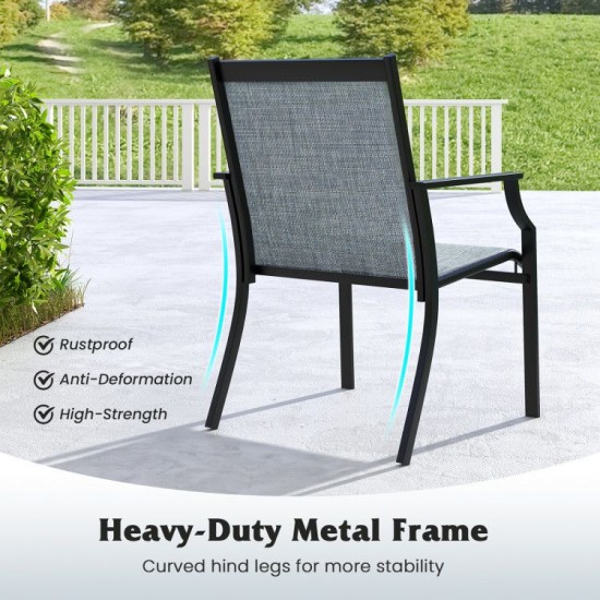 Honhorrs Pair of Wide-Seat Patio Dining Chairs, Fabric Seating and Curved Legs with Wood-Look Frames