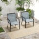 Honhorrs Pair of Wide-Seat Patio Dining Chairs, Fabric Seating and Curved Legs with Wood-Look Frames