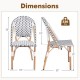 Owlyin Pair of French Bistro Chairs, Woven PE Rattan on Galvanized Metal Frames with Adjustable Feet
