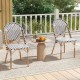 Owlyin Pair of French Bistro Chairs, Woven PE Rattan on Galvanized Metal Frames with Adjustable Feet