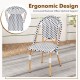 Owlyin Pair of French Bistro Chairs, Woven PE Rattan on Galvanized Metal Frames with Adjustable Feet