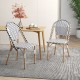 Owlyin Pair of French Bistro Chairs, Woven PE Rattan on Galvanized Metal Frames with Adjustable Feet