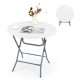 Owlyin 32-Inch Round Folding Table, Thick HDPE Top on a Metal Frame for Picnic and Indoor Gatherings