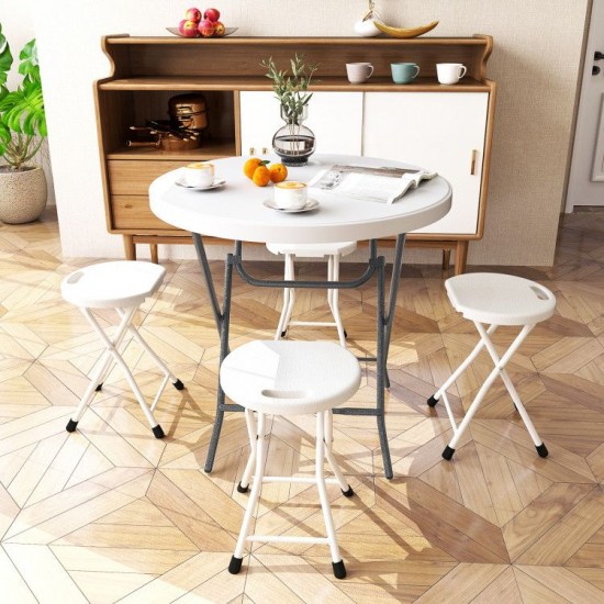 Owlyin 32-Inch Round Folding Table, Thick HDPE Top on a Metal Frame for Picnic and Indoor Gatherings