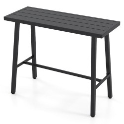Owlyin 46-Inch Metal Bar Table, Narrow Top with Reinforced Crossbars, Footrest and Adjustable Feet