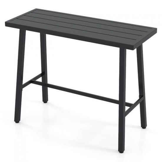 Owlyin 46-Inch Metal Bar Table, Narrow Top with Reinforced Crossbars, Footrest and Adjustable Feet