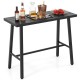 Owlyin 46-Inch Metal Bar Table, Narrow Top with Reinforced Crossbars, Footrest and Adjustable Feet