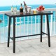 Owlyin 46-Inch Metal Bar Table, Narrow Top with Reinforced Crossbars, Footrest and Adjustable Feet