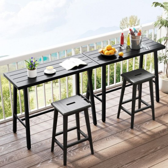 Owlyin 46-Inch Metal Bar Table, Narrow Top with Reinforced Crossbars, Footrest and Adjustable Feet