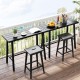 Owlyin 46-Inch Metal Bar Table, Narrow Top with Reinforced Crossbars, Footrest and Adjustable Feet