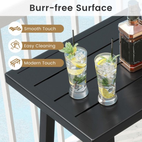 Owlyin 46-Inch Metal Bar Table, Narrow Top with Reinforced Crossbars, Footrest and Adjustable Feet