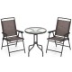 Honhorrs Three-Piece Patio Bistro Set, Folding Chairs and Rippled Glass Table with Umbrella Opening