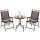 Honhorrs Three-Piece Patio Bistro Set, Folding Chairs and Rippled Glass Table with Umbrella Opening