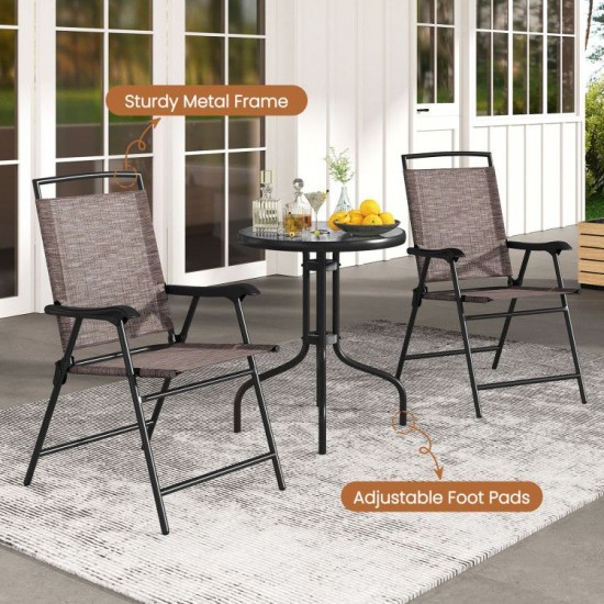 Honhorrs Three-Piece Patio Bistro Set, Folding Chairs and Rippled Glass Table with Umbrella Opening
