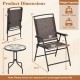 Honhorrs Three-Piece Patio Bistro Set, Folding Chairs and Rippled Glass Table with Umbrella Opening