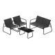 Honhorrs Four-Piece Fabric Patio Seating Set, Loveseat and Two Armchairs with a Glass Coffee Table