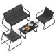 Honhorrs Four-Piece Fabric Patio Seating Set, Loveseat and Two Armchairs with a Glass Coffee Table