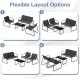 Honhorrs Four-Piece Fabric Patio Seating Set, Loveseat and Two Armchairs with a Glass Coffee Table
