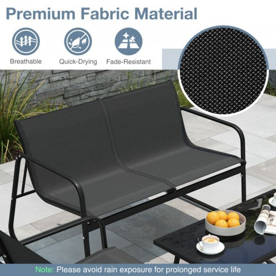 Honhorrs Four-Piece Fabric Patio Seating Set, Loveseat and Two Armchairs with a Glass Coffee Table