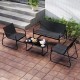 Honhorrs Four-Piece Fabric Patio Seating Set, Loveseat and Two Armchairs with a Glass Coffee Table