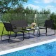 Honhorrs Four-Piece Fabric Patio Seating Set, Loveseat and Two Armchairs with a Glass Coffee Table