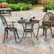 Honhorrs Cast-Aluminum Bistro Set for Two, Table with Removable Stainless Steel Ice Bucket Insert