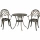 Honhorrs Cast-Aluminum Bistro Set for Two, Table with Removable Stainless Steel Ice Bucket Insert