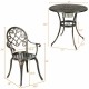 Honhorrs Cast-Aluminum Bistro Set for Two, Table with Removable Stainless Steel Ice Bucket Insert