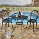 Honhorrs Cast-Aluminum Bistro Set for Two, Table with Removable Stainless Steel Ice Bucket Insert