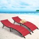 Honhorrs Pair of Folding Patio Chaise Lounges, Steel-Framed Wicker Seating with Removable Cushions