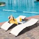Honhorrs Pair of Folding Patio Chaise Lounges, Steel-Framed Wicker Seating with Removable Cushions