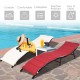 Honhorrs Pair of Folding Patio Chaise Lounges, Steel-Framed Wicker Seating with Removable Cushions