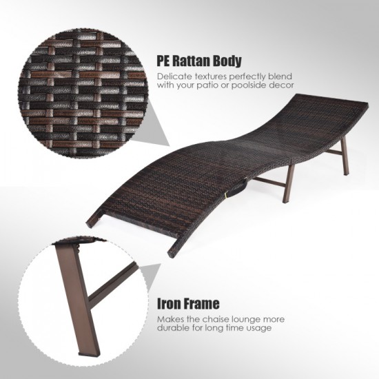 Honhorrs Pair of Folding Patio Chaise Lounges, Steel-Framed Wicker Seating with Removable Cushions