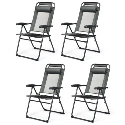 Honhorrs Four Folding Patio Recliners, Seven Backrest Settings with Headrests and Steel Frames