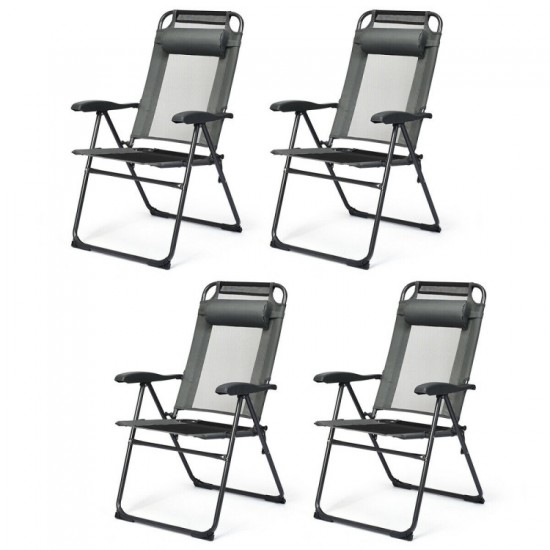 Honhorrs Four Folding Patio Recliners, Seven Backrest Settings with Headrests and Steel Frames