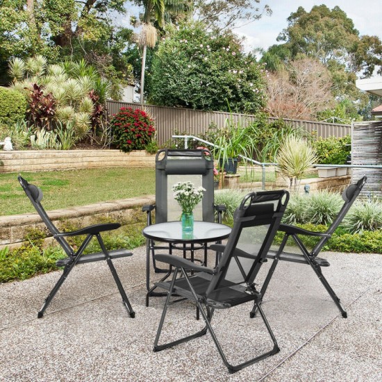 Honhorrs Four Folding Patio Recliners, Seven Backrest Settings with Headrests and Steel Frames