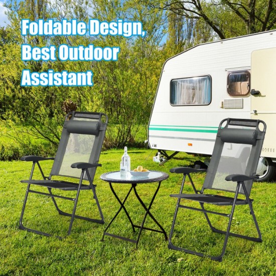 Honhorrs Four Folding Patio Recliners, Seven Backrest Settings with Headrests and Steel Frames