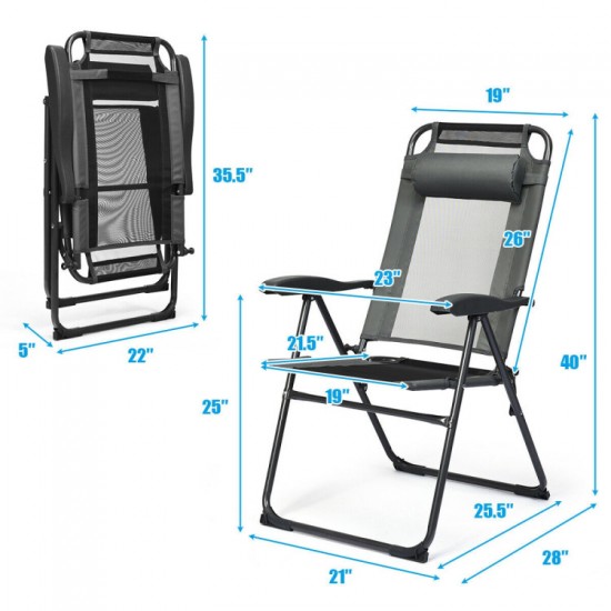 Honhorrs Four Folding Patio Recliners, Seven Backrest Settings with Headrests and Steel Frames