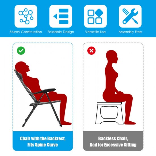 Honhorrs Four Folding Patio Recliners, Seven Backrest Settings with Headrests and Steel Frames