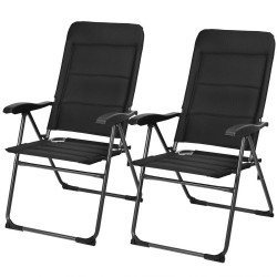 XVX Two Folding Patio Sling Chairs, Seven Backrest Settings with Oxford Fabric and Steel Frames