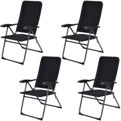 XVX Four Folding Patio Chairs in Padded Oxford Fabric, Seven Recline Settings and Steel Frames