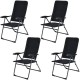Honhorrs Four Folding Patio Chairs in Padded Oxford Fabric, Seven Recline Settings and Steel Frames