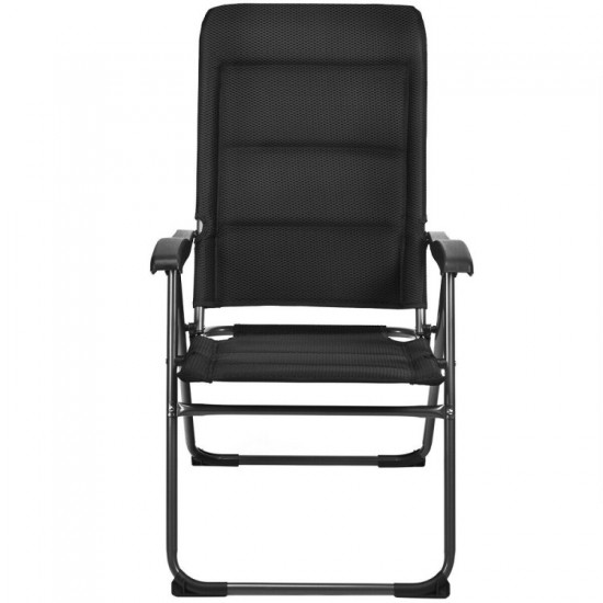 Honhorrs Four Folding Patio Chairs in Padded Oxford Fabric, Seven Recline Settings and Steel Frames