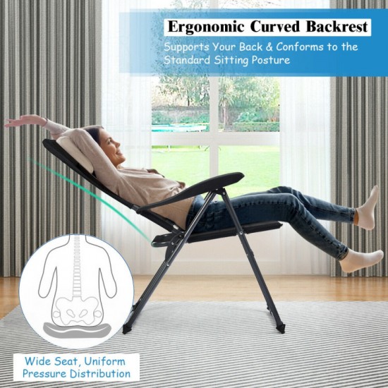 Honhorrs Four Folding Patio Chairs in Padded Oxford Fabric, Seven Recline Settings and Steel Frames