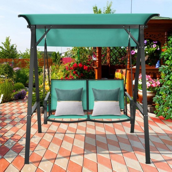 Honhorrs Two-Person Canopy Swing, Steel Frame and High-Back Seat with Adjustable Polyester Sunshade